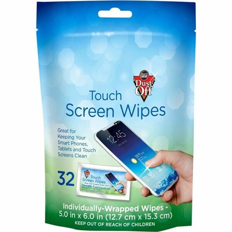 Dust-Off Electronics Screen Wipes - DTSW32 - For Multipurpose - Pouch - 32 / Pack - Blue