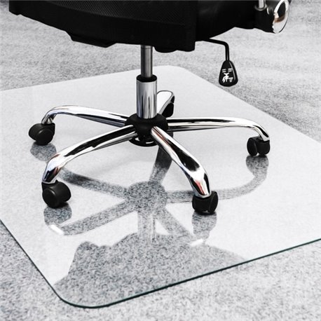 Glaciermat Heavy Duty Glass Chair Mat for Hard Floors & Carpets - 36" x 48" - Crystal Clear Rectangular Glass Chair Mat For Hard