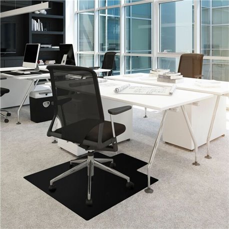 Advantagemat Black Vinyl Lipped Chair Mat for Carpets - 36" x 48" - 48" Length x 36" Width x 0.090" Depth x 0.090" Thickness - L