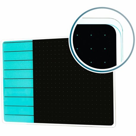 Viztex Glacier Teal & Black Plan & Grid Glass Dry Erase Board - 17" x 23" - 17" (1.4 ft) Width x 23" (1.9 ft) Height - Tempered 