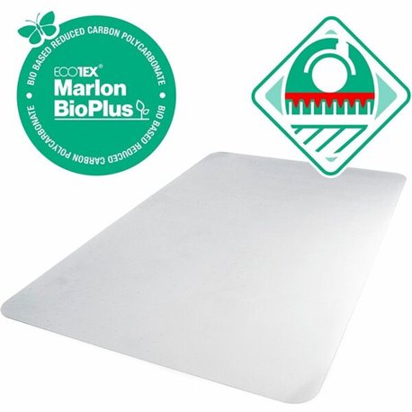 Floortex Ecotex BioPlus Eco Friendly Carbon Neutral Polycarbonate Chair Mat for Carpet - 46" x 60" - Clear Rectangular Marlon Bi