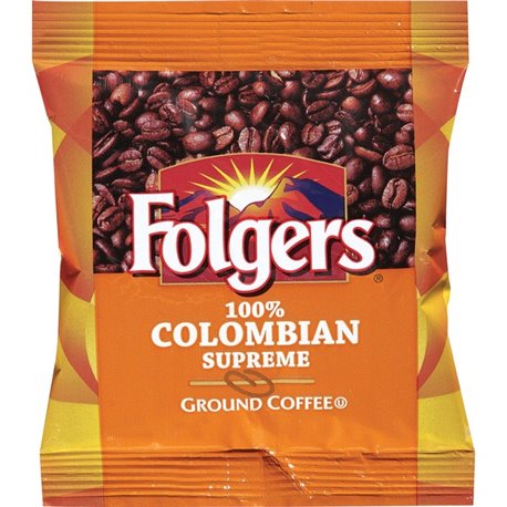 Folgers Ground 100% Colombian Supreme Coffee - Dark/Bold - 1.8 oz Per Bag - 42 / Carton