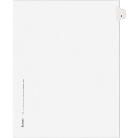 Avery Individual Legal Exhibit Dividers - Avery Style - Unpunched - 25 x Divider(s) - 25 Printed Tab(s) - Digit - 2 - 1 Tab(s)/S