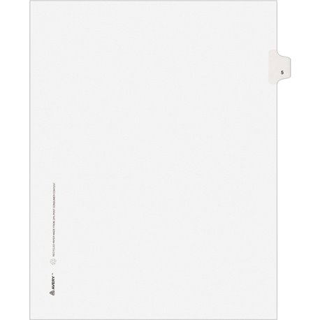 Avery Individual Legal Exhibit Dividers - Avery Style - Unpunched - 25 x Divider(s) - 25 Printed Tab(s) - Digit - 5 - 1 Tab(s)/S