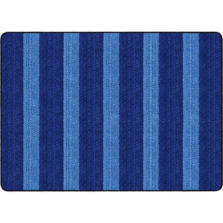 Flagship Carpets Basketweave Stripes Classroom Rug - Floor Rug - 72" Length x 99.96" Width - Rectangle - Blue - Nylon