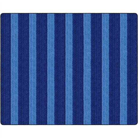 Flagship Carpets Basketweave Stripes Classroom Rug - Floor Rug - 10.60 ft Length x 13.20 ft Width - Rectangle - Blue - Nylon