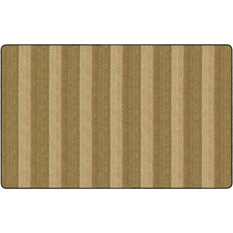 Flagship Carpets Basketweave Stripes Classroom Rug - Floor Rug - 91.20" Length x 12 ft Width - Rectangle - Natural - Nylon