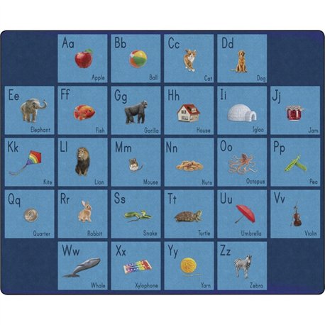 Flagship Carpets See My Alphabet Classroom Rug - Floor Rug - 13.17 ft Length x 10.50 ft Width x 0.50" Thickness - Rectangle - Bl