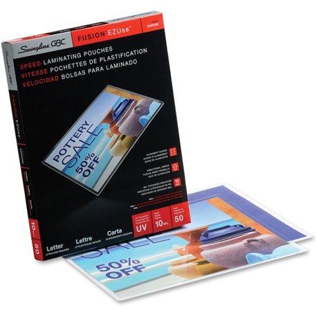 GBC Fusion EZUse Laminating Pouches - Sheet Size Supported: Letter - Laminating Pouch/Sheet Size: 8.50" Width x 11" Length x 10 