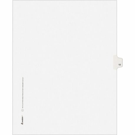 Avery Individual Legal Exhibit Dividers - Avery Style - Unpunched - 25 x Divider(s) - 25 Printed Tab(s) - Digit - 12 - 1 Tab(s)/