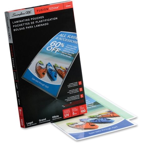 GBC Fusion EZUse Laminating Pouches - Sheet Size Supported: Legal 8.50" Width x 14" Length - Laminating Pouch/Sheet Size: 8.75" 