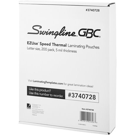 GBC EZUse Speed Format Thermal Laminating Pouches - Sheet Size Supported: Letter 8.50" Width x 11" Length - Laminating Pouch/She