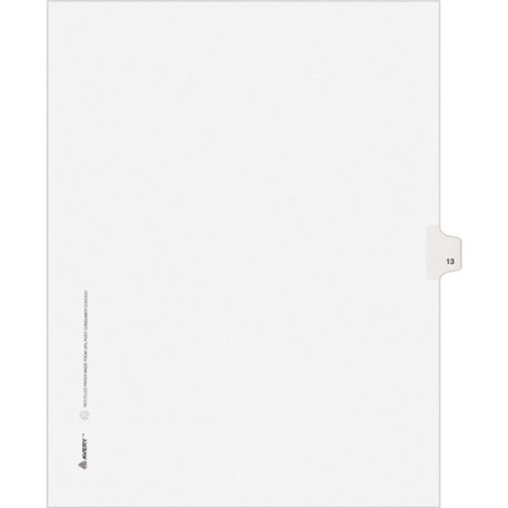 Avery Individual Legal Exhibit Dividers - Avery Style - Unpunched - 25 x Divider(s) - 25 Printed Tab(s) - Digit - 13 - 1 Tab(s)/