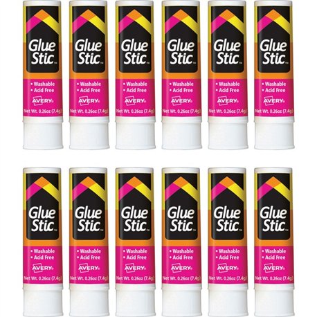 Avery Permanent Glue Stic - 0.26 fl oz - 12 / Box - White