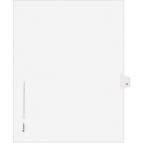 Avery Individual Legal Exhibit Dividers - Avery Style - Unpunched - 25 x Divider(s) - 25 Printed Tab(s) - Digit - 15 - 1 Tab(s)/