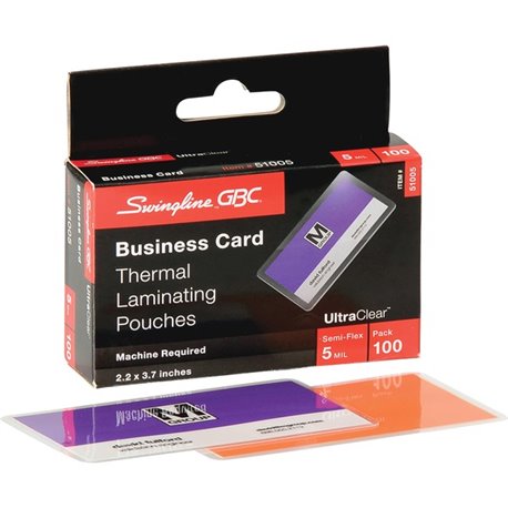 GBC Ultra Clear Thermal Laminating Pouches - Laminating Pouch/Sheet Size: 2.19" Width x 3.69" Length x 5 mil Thickness - Glossy 