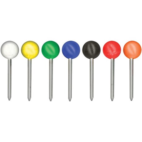 Gem Office Products Round Head Map Tacks - 0.18" Head - 0.4" Length - 250 / Box - Assorted