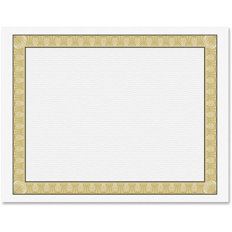 Geographics Natural Diplomat Certificate - 24 lb Basis Weight - 11" x 8.5" - Inkjet, Laser Compatible - Gold with White Border -