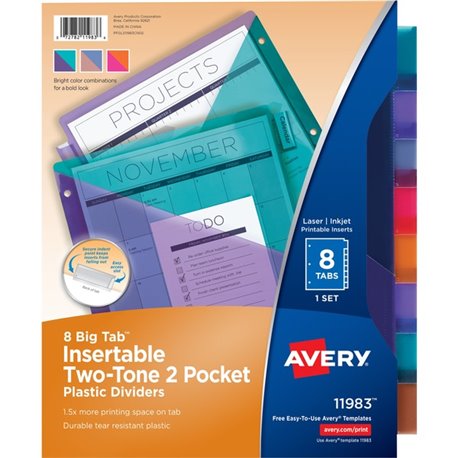 Avery Big Tab Tab Divider - 8 x Divider(s) - 8 - 8 Tab(s)/Set - 9.3" Divider Width x 11.25" Divider Length - Letter - 8.50" Widt