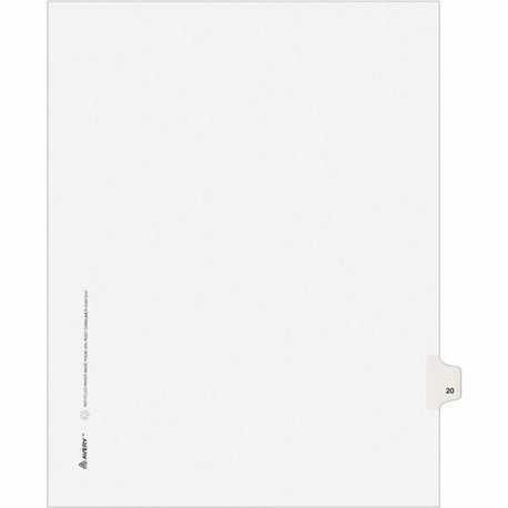 Avery Individual Legal Exhibit Dividers - Avery Style - 1 Printed Tab(s) - Digit - 20 - 1 Tab(s)/Set - 8.5" Divider Width x 11" 