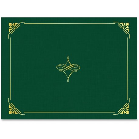 Geographics Letter Recycled Certificate Holder - 8 1/2" x 11" - Hunter Green, Gold - 30% Recycled - 5 / Pack