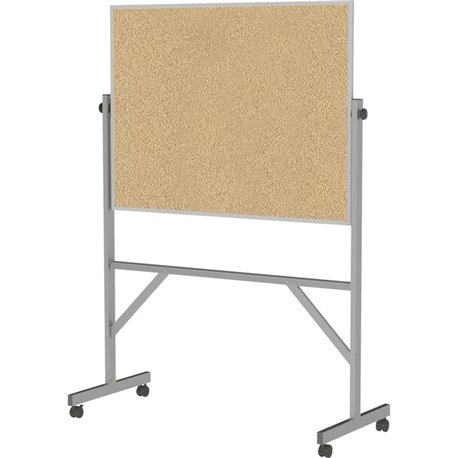 Ghent Bulletin Board - 36" Height x 48" Width - Natural Cork Surface - Durable, Reversible, Wheel, Caster, Portable, Lockable, S