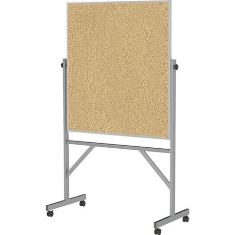 Ghent Bulletin Board - 48" Height x 36" Width - Natural Cork Surface - Durable, Reversible, Wheel, Caster, Portable, Lockable, M