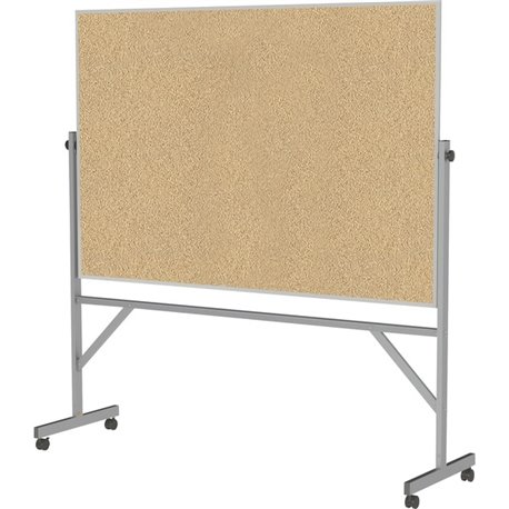 Ghent Bulletin Board - 48" Height x 72" Width - Natural Cork Surface - Durable, Reversible, Wheel, Caster, Portable, Lockable, A