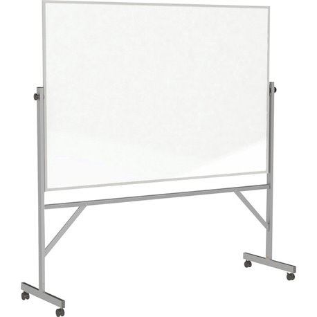 Ghent Traditional Reversible Mobile Magnetic Board - 96" (8 ft) Width x 48" (4 ft) Height - White Porcelain Surface - Aluminum F