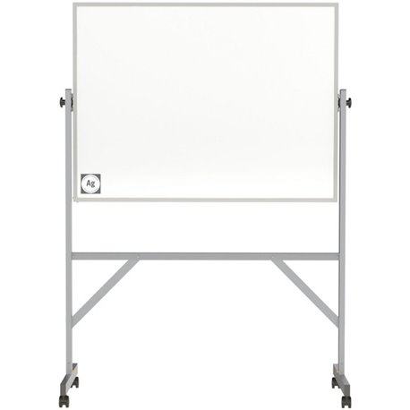 Ghent Hygienic Porcelain Mobile Whiteboard with Aluminum Frame - 48" (4 ft) Width x 36" (3 ft) Height - White Porcelain Surface 