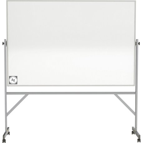 Ghent Hygienic Porcelain Mobile Whiteboard with Aluminum Frame - 72" (6 ft) Width x 48" (4 ft) Height - White Porcelain Surface 