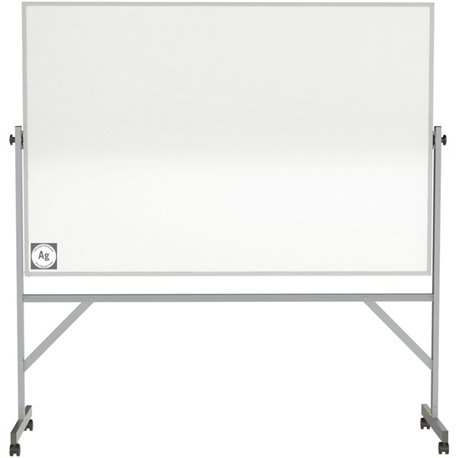 Ghent Hygienic Porcelain Mobile Whiteboard with Aluminum Frame - 96" (8 ft) Width x 48" (4 ft) Height - White Porcelain Surface 