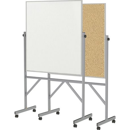 Ghent Reversible Cork Bulletin Board/Non-Magnetic Whiteboard with Aluminum Frame - 36" (3 ft) Width x 48" (4 ft) Height - Natura