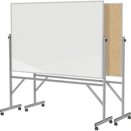 Ghent Reversible Cork Bulletin Board/Non-Magnetic Whiteboard with Aluminum Frame - 72" (6 ft) Width x 48" (4 ft) Height - Natura