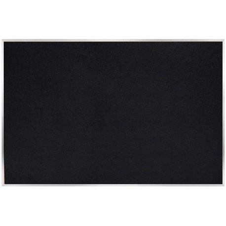 Ghent Recycled Bulletin Board with Aluminum Frame - 48" Height x 10 ft Width - Black Rubber Surface - Washable, Recyclable, Easy