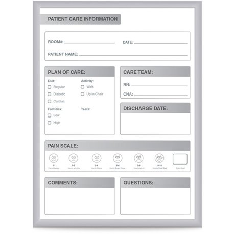 Ghent Healthcare Whiteboard - 24" (2 ft) Width x 18" (1.5 ft) Height - White Steel Surface - Satin Aluminum Frame - Rectangle - 