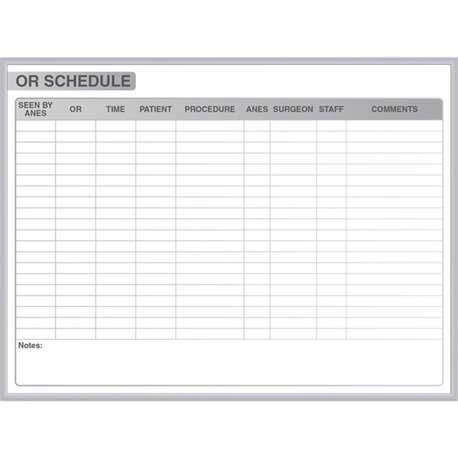 Ghent Healthcare Whiteboard - 48" (4 ft) Width x 36" (3 ft) Height - White Steel Surface - Satin Aluminum Frame - Rectangle - Ho