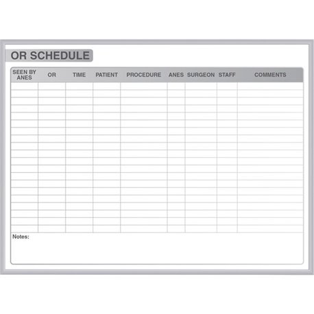 Ghent Healthcare Whiteboard - 96" (8 ft) Width x 48" (4 ft) Height - White Steel Surface - Satin Aluminum Frame - Rectangle - Ho