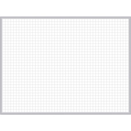 Ghent Grid Whiteboard - 48" (4 ft) Width x 36" (3 ft) Height - White Steel Surface - Satin Aluminum Frame - Rectangle - Horizont