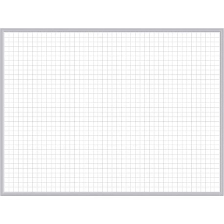 Ghent Grid Whiteboard - 72" (6 ft) Width x 48" (4 ft) Height - White Steel Surface - Satin Aluminum Frame - Rectangle - Horizont