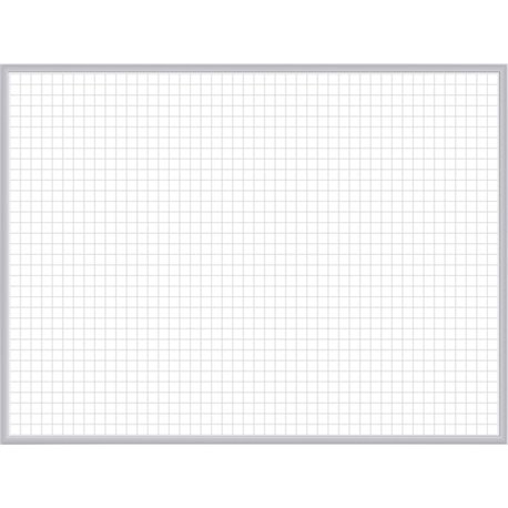 Ghent Grid Whiteboard - 96" (8 ft) Width x 48" (4 ft) Height - White Steel Surface - Satin Aluminum Frame - Rectangle - Horizont