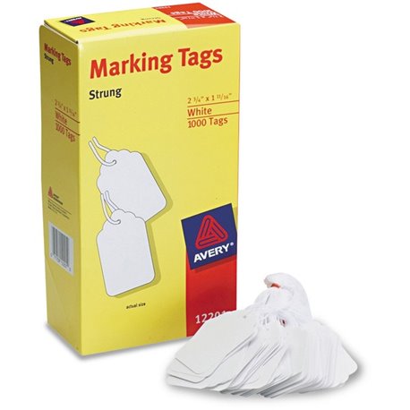 Avery Marking Tags, Strung, 2-3/4" x 1-11/16" , 1,000 Tags (12201) - 2.75" Length x 1.69" Width - Rectangular - Twine Fastener -