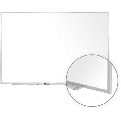 Ghent 24" x 36" Aluminum Frame Magnetic Whiteboard with 1 Marker - 36" (3 ft) Width x 24" (2 ft) Height - White Porcelain Surfac