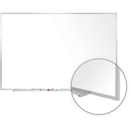 Ghent 36.43" x 48.47" Aluminum Frame Magnetic Whiteboard with 1 Marker - 48.5" (4 ft) Width x 36.4" (3 ft) Height - White Porcel