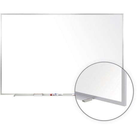 Ghent M1-46-4 Porcelain Magnetic Whiteboard with Aluminum Frame - 72" (6 ft) Width x 48" (4 ft) Height - Porcelain Enameled Stee