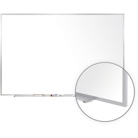 Ghent M1-48-4 Porcelain Magnetic Whiteboard with Aluminum Frame - 96" (8 ft) Width x 48" (4 ft) Height - Porcelain Enameled Stee