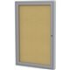 Ghent 1 Door Enclosed Natural Cork Bulletin Board with Satin Frame - 24" Height x 18" Width - Natural Cork Surface - Locking Doo