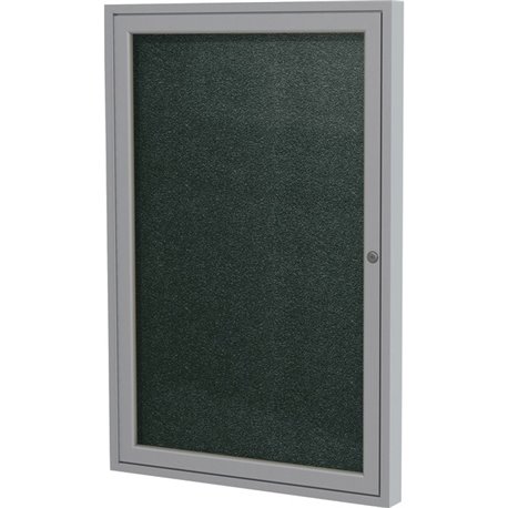 Ghent 1 Door Enclosed Vinyl Bulletin Board with Satin Frame - 24" Height x 18" Width - Ebony Vinyl Surface - Weather Resistant, 