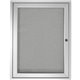 Ghent 1 Door Enclosed Vinyl Bulletin Board with Satin Frame - 24" Height x 18" Width - Silver Vinyl Surface - Locking Door, Tack