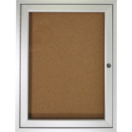 Ghent 1-Door Enclosed Indoor Bulletin Board - 36" Height x 24" Width - Cork Surface - Shatter Resistant - 1 Each